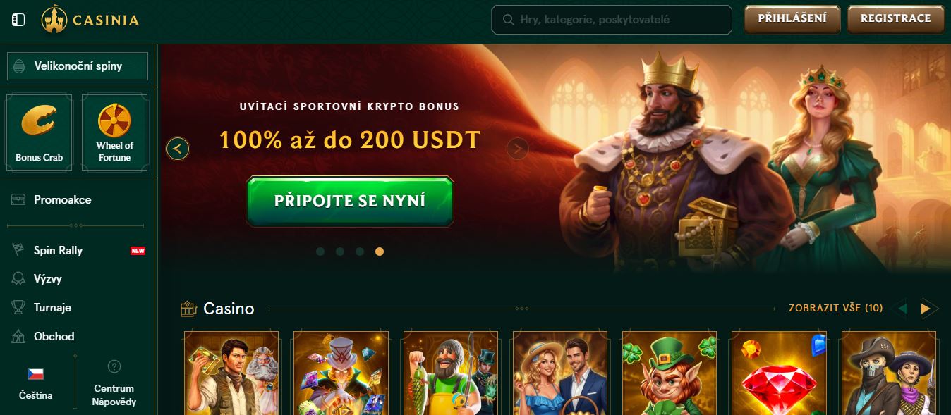 Připojte se k Casinia a získejte uvítací krypto bonus 100 % až do 200 USDT
